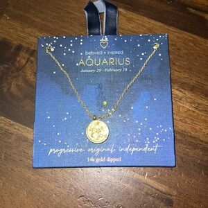 Aquarius Zodiac Pendant and Necklace 14k Plated Fine Jewelry NWT